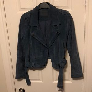 Navy Leather Blank NYC Moto jacket — never worn